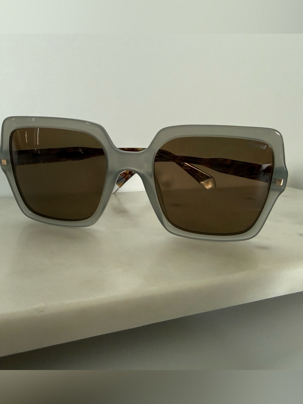 Polaroid Polarized Oversized Square Sunglasses Gray Tortoise 55mm